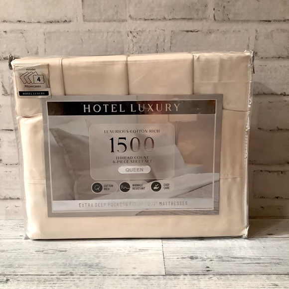 Hotel Luxury 6Pc Queen Size Cotton Rich 1500 Thread Count Sheet Set - Picture 1 of 4